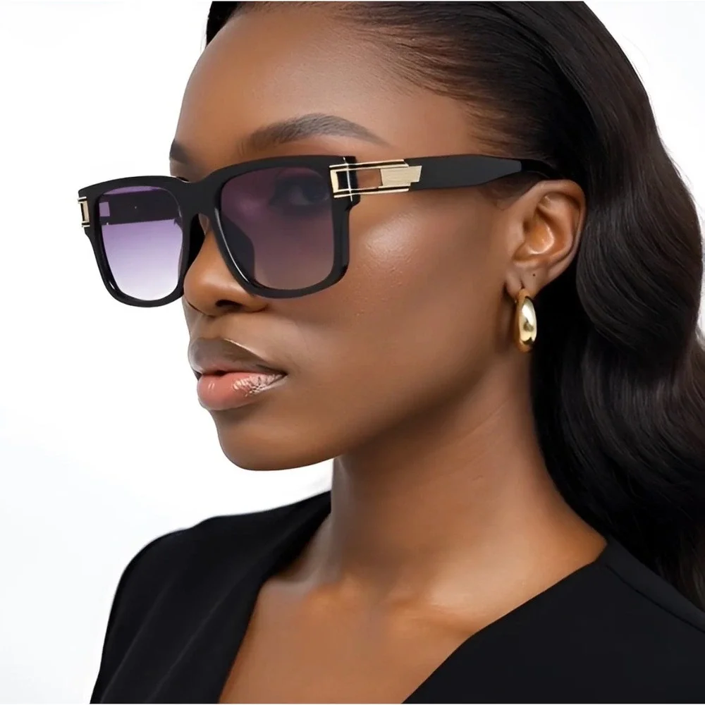 Women Rectangular Square Sunglasses Black Gradient Lens Female Ladys Girl Shades